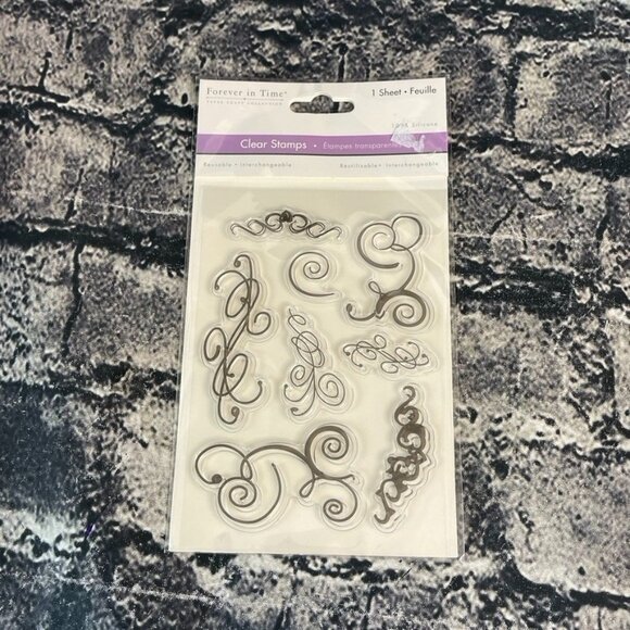 Forever In Time FLOURISHES 8 Acrylic Stamps CS224A - Picture 1 of 7